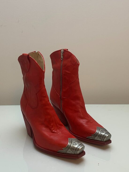 Free People Shoes - Free People Brayden Western Leather Boots Red - US 6